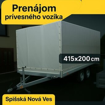 Prenájom prívesného vozíka / autoprepravníka 415x200x200 cm - 10