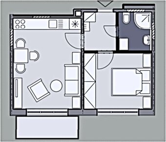 Menší zariadený 2KK centrum + zasklený balkón - 10