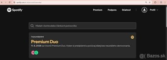 YouTube,Spotify PREMIUM individual 3/6/12 mesiacov alebo DUO - 10