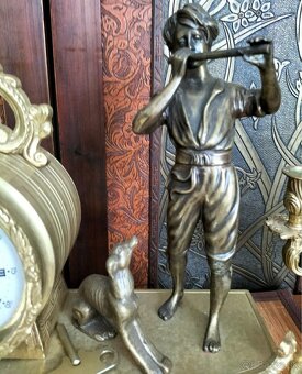 Starožitné krbové hodiny so svietnikmi - 10