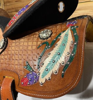 Westernový sedlový komplet hnědý barevný - 10