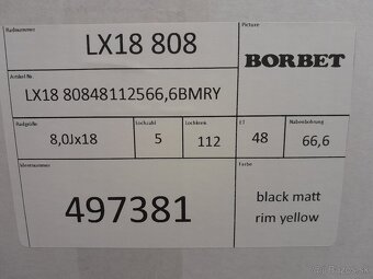 Alu disky R18 5x112 Et48 8J Borbet Audi Škoda Seat Vw - 10