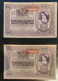 Staré bankovky 10000 korun / kronen r.1918 3.verze I.vydání - 10