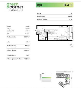 RADO | 1,5 izbový byt 45,30m² | Greencorner | Bratislava-Nov - 10