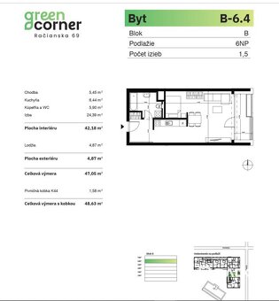 RADO | 1,5 izbový byt 48,63m² | Greencorner | Bratislava-Nov - 10