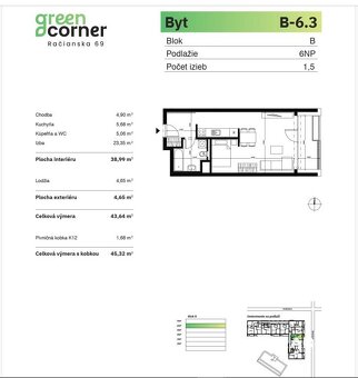 RADO | 1,5 izbový byt 45,32m² | Greencorner | Bratislava-Nov - 10