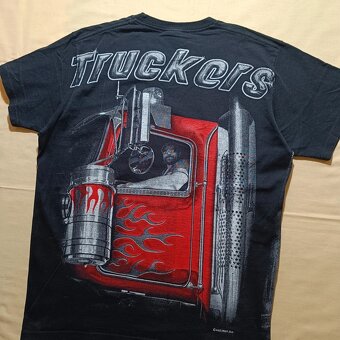 Truckers wolf čierne tričko s veľkou potlačou kamión vlk M - 10