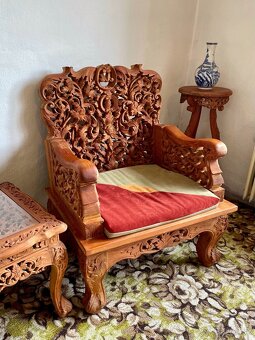 Veľky vyzrezávany set z tíkového dreva, dovezený z Ázie - 10