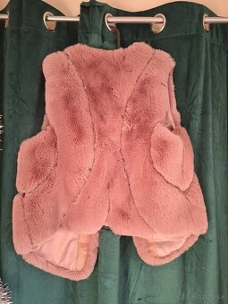 Staroružová kožušinová vesta, S - 10