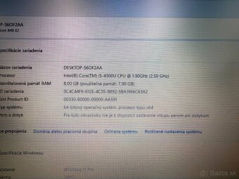 Notebook HP EliteBook 840 G1, i5, SSD 250 GB, 8 GB RAM - 10