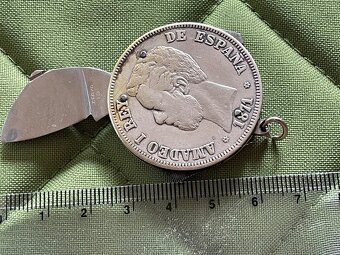 starožitny strieborný nožík 5 pesetas 1871 - 10