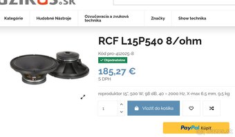 RCF 15", 500Watt AES, 8 Ohm, model L15P540 - 10