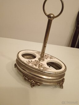 Starožitná porcelánová soľnička a korenička - 10