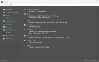 HP 250 G4 /Intel Core i5-6200U/8GB RAM/HD/256GB SSD - 10