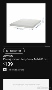 Predám IKEA manželskú posteľ 140x200 - 10