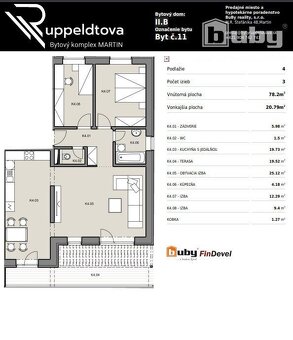 3 izbový byt s terasou, č. IIB_11K na predaj, v novostavbe, - 10