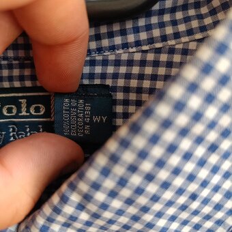 Polo Ralph Lauren modrá kockovaná košeľa s dlhým rukávom XL - 10