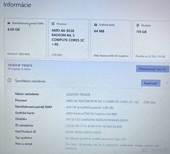 HP notebook / AMD A6 / 4GB RAM / 128GB SSD / Full HD - 10