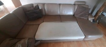 Rozkládací kožená sedací souprava do "U", 4268 - 10