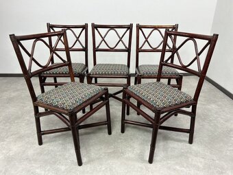 Dizajnový bambusový octagonal jedálenský stôl + 5ks stoličie - 10