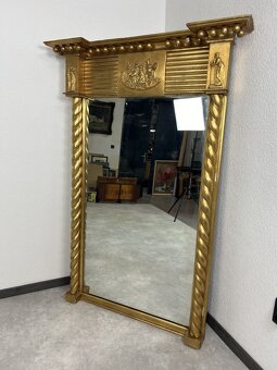 Veľké zlátené figurálne zdobené empírové zrkadlo - 10