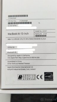 Predám - MacBook Air M1 13", 16GB, 256GB SSD - 10