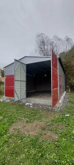 Plechová garáž / sklad 6×8 m – dvojspádová strecha, RAL 3011 - 10