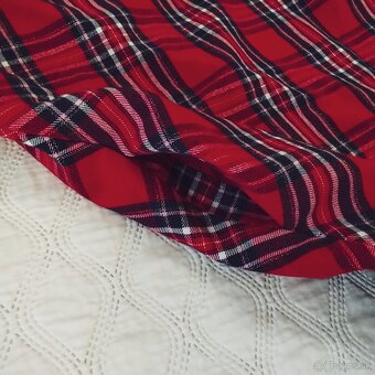 H&M kárované červené trblietavé šaty s mašľou a vreckami,140 - 10