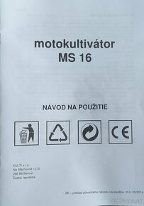 Malotraktor Kultivátor MS 16 IN s pluhom - 10