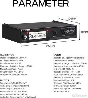 Bezdrôtový mikrofónny systém Debra Audio PRO VM302 - 10