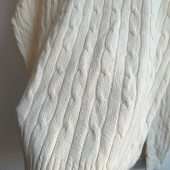 Sacoor Brothers krémový vlnený pletený sveter cable knit XL - 10