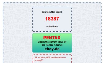 PENTAX K20D - telo (count 18tis+) - TOP stav - 10