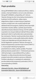 Televízor Strong SRT-40FB4003, v peknom stave. - 10