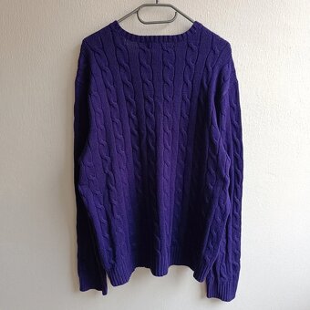 POLO Ralph Lauren fialový pletený sveter cable knit L - 10