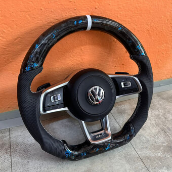 VOLANT VOLKSWAGEN R RLINE GTD GTI - KOZA / Modry KARBÓN - 10