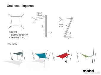Predám tieniacu plachtu / pergolu Umbrosa Ingenua 3x3 m - 10