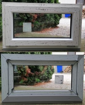 Predám plastové okno, biela, zlatý dub, sivá - 10