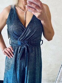 Spoločenské šaty metalic blue - 10