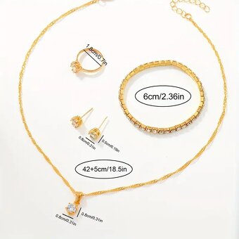 Dámsky 5-dielny kamienkový set, (zlatý, strieborný) - 10
