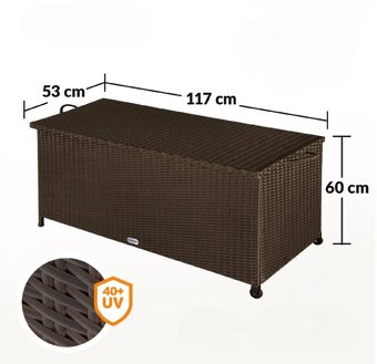 Záhradný úložný ratanový box s kolieskami 4 farby - 10