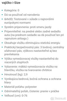 Detská autosedačka, vajíčko značky Recaro Zero 1 - 10