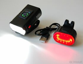 Super LED SET svetlá na bicykel 1000LM, 12 režimov, USB - 10