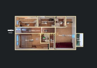 NA PRENÁJOM, 2-IZBOVÝ BYT S BALKÓNOM 57,5m2, RASLAVICE - 10