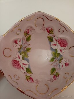 Růžový porcelán, dvojmiska ve tvaru košíku, Chdov - 10