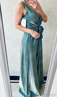 Spoločenské šaty metalic mint green - 10