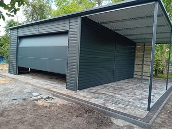 Plechová garáž 5,8 × 6 m + bočný prístrešok 2,5 m | SPG_0004 - 10
