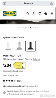 Predám IKEA digestor Mattradition čierna 60cm - 10