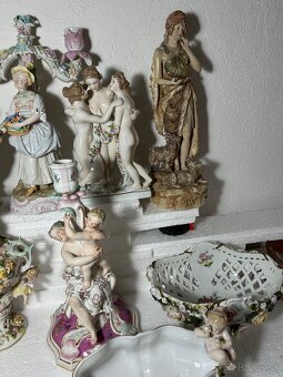 Starožitný porcelán svietnik misa socha - 10