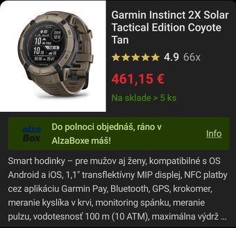 Predám nové Garmin Instinct 2x Solar Tactical - 10