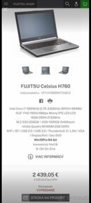 Predám notebook FUJITSU CELSIUS H760 - BUSINESS CLASS - 10
